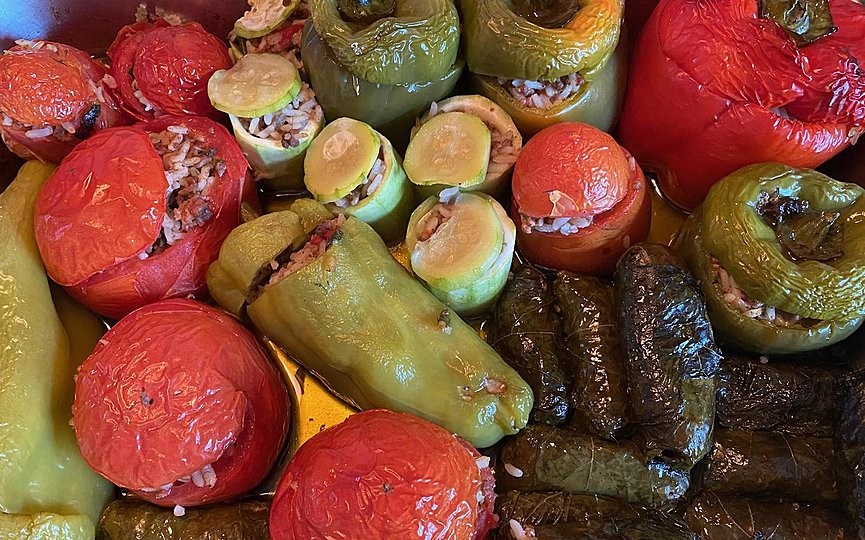Yemista Stuffed Peppers, Tomatoes, Eggplant, and Zucchini The